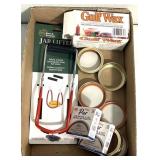 Golf wax/canning lids/jar lifter