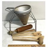 vintage aluminum cone strainer w/wouldn