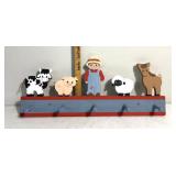 Child painted wood wall hanger 26 x 11in