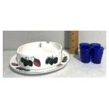 Vintage Lefton divided jam/jelly dish & hobnail