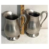 2 Metal beverage serving pitchers