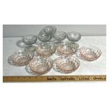 6 depression, glass, pink berry, dessert, bowls