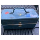 Vintage Blue Metal Tool Box