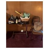 Rolling Table, chair and contents