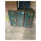 Lot of 3 Metal Foot Lockers