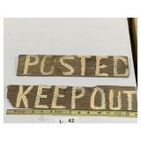 Lot of 2 Hand Made Wooden Signs
