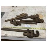 Lot of 5 pipe Wrenches