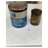 Empty Oil Cans, Chevron & Blue Bank