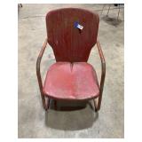 Vintage Metal Lawn Chair Red