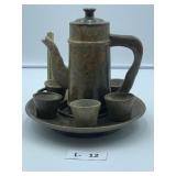 Stone/Granite Pitcher, Cups, Plate