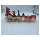 6Pc Cranberry Glass Bathroom Set