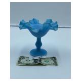 Blue Ruffled Edge Milk Glass Fenton?