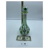 Decanter Green/White/Gold  Floral
