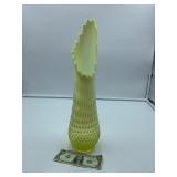 Fenton Hobnail Yellow Tall Vase (cracked)
