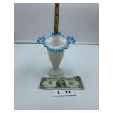 Fenton Aqua Crest Ruffled Vase