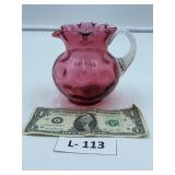 Cranberry Ruffeled Edge Jug (Fenton?)