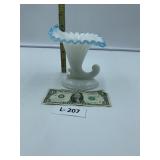 Fenton Aqua Ruffled Trumpet Vase