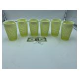 6 - Yellow Fenton Hobnail Glasses
