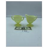 Sugar & Creamer Fenton Yellow Hobnail