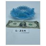 Blue Fenton Ruffled Edge Bowl