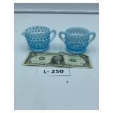 Small Blue Fenton Creamer & Sugar