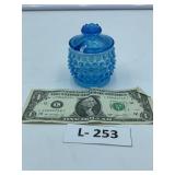 Small Blue Fenton Hobnail Jar