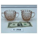 Pink Depression Sugar & Creamer