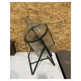 Glass Water Bottle & Metal Holder