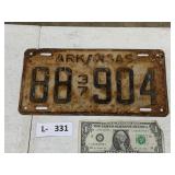 1937 Arkansas 5 Digit License Plate