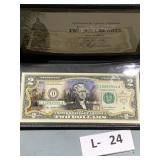 Colorized $2 Bill Cased