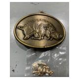 Razorback Belt Buckle w/Gold Plated Charm
