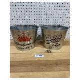 2 - Galvanized Beer Advertisment Buckets