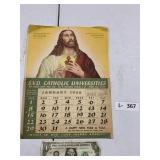 1956 Calendar S.V.D. Catholic Universities