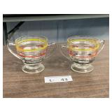 (2) Anchor Hocking Banded Rings Footed Sugar Bowls