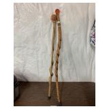 (2) Hand Made Walking Sticks