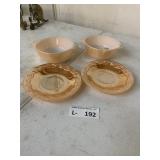 Peach Luster Saucers & Bowls
