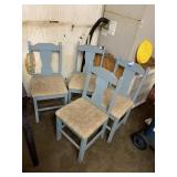 (4) Light Blue Distressed Chairs