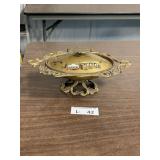 Vintage Jerusalem Brass Footed Bowl Decor