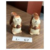 Pair Ceramic Squirrel Salt & Pepper Shaker Set
