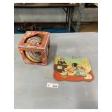 Vtg Ohio Art Tin Litho Toy Tray & Circus Tin Top