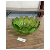 Vintage Green Lotus Flower Bowl Indiana Glass Co?
