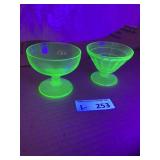 (2) Vintage Uranium Glass Sherbert Dishes