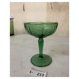 Green Glass Pedestal Compote Bowl