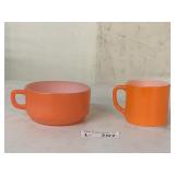 Anchor hocking Fire King Orange Mugs