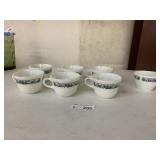 (6) Vintage Pyrex Mugs Old Town Blue Onion