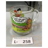 1980s McDonalds Garfield Glass Mug