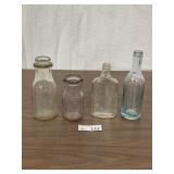Vintage Glass Milk Bottles, etc