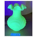 Vintage Fenton? Drapery Pattern Vase Uranium Glass