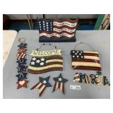 Forth of July American Flag Metal Wood Decor