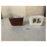 (2) Vintage Pyrex Early American Refrigerator Diss